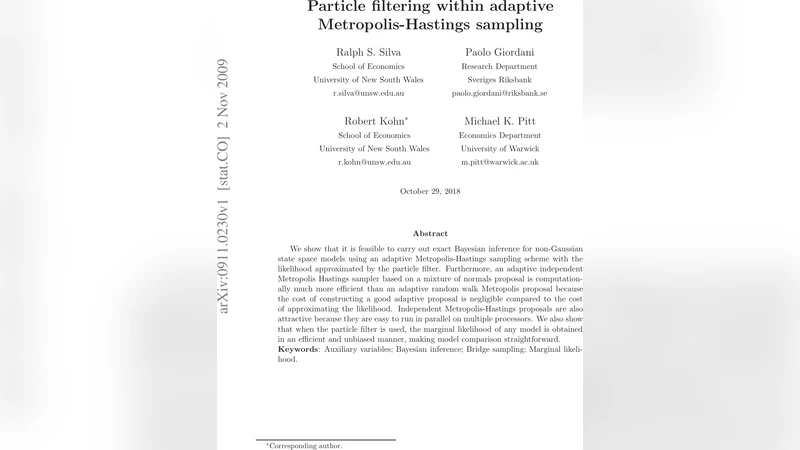 입자 필터와 적응형 메트로폴리스 헤이스팅스 샘플링의 결합