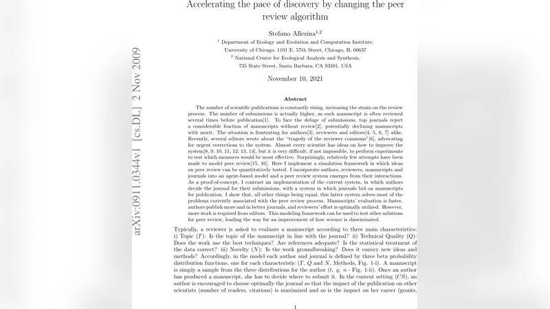 동료심사 알고리즘 혁신으로 발견 속도 가속