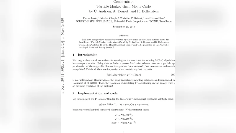 Particle Markov chain Monte Carlo에 대한 논평