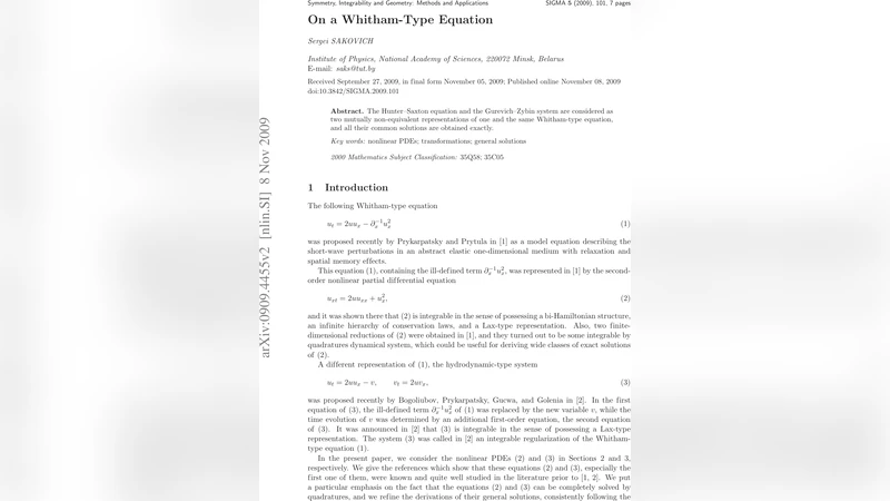 휘담형 방정식의 두 대표식 헌터삭슨 방정식과 구레비치지빈 시스템의 통합 해석