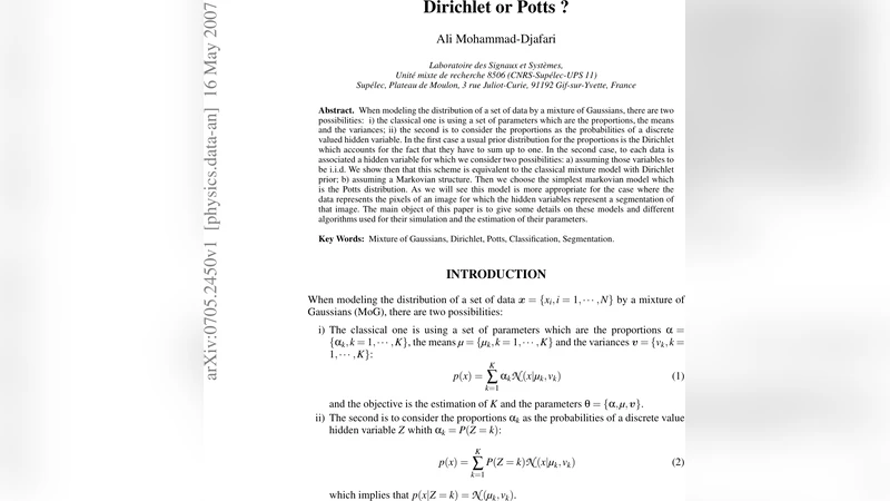 가우시안 혼합 모델의 디리클레와 포츠 모델 비교