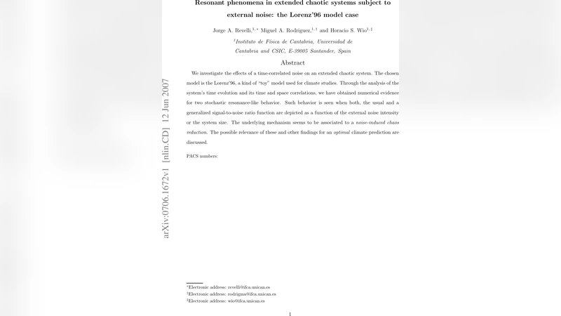 외부 잡음이 가하는 확장 혼돈계의 공명 현상: Lorenz96 모델 연구