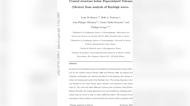 포포카테틀 화산 하부 지각 구조와 레일리파 분석