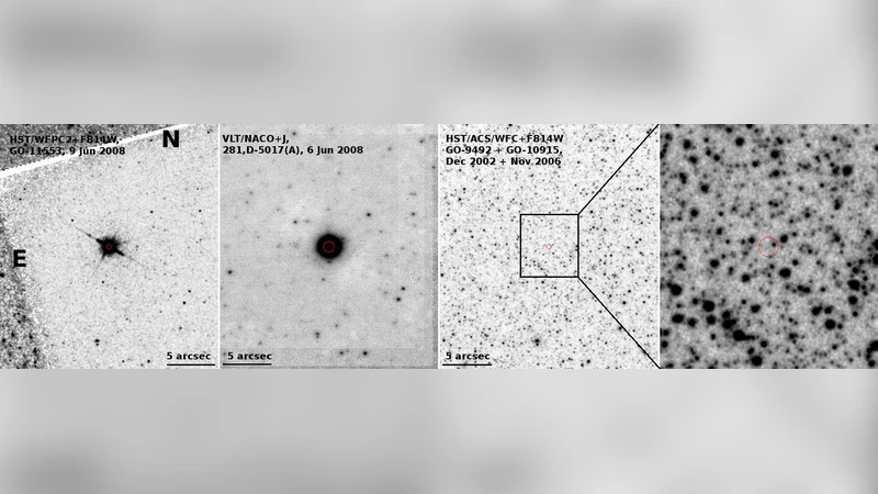 2008년 NGC 300 은하의 밝은 광학 폭발 먼지에 가려진 거성의 폭발적 변동