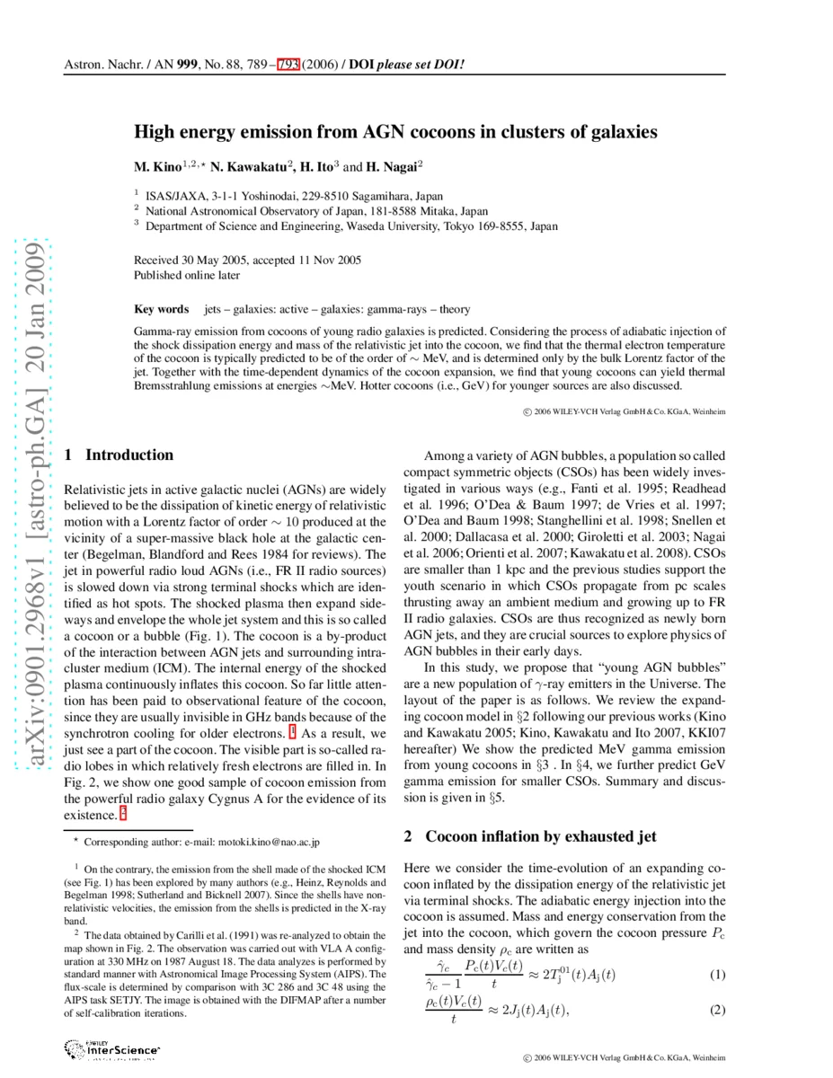 젊은 AGN 코코넛의 메가전자볼트 감마선 방출 예측