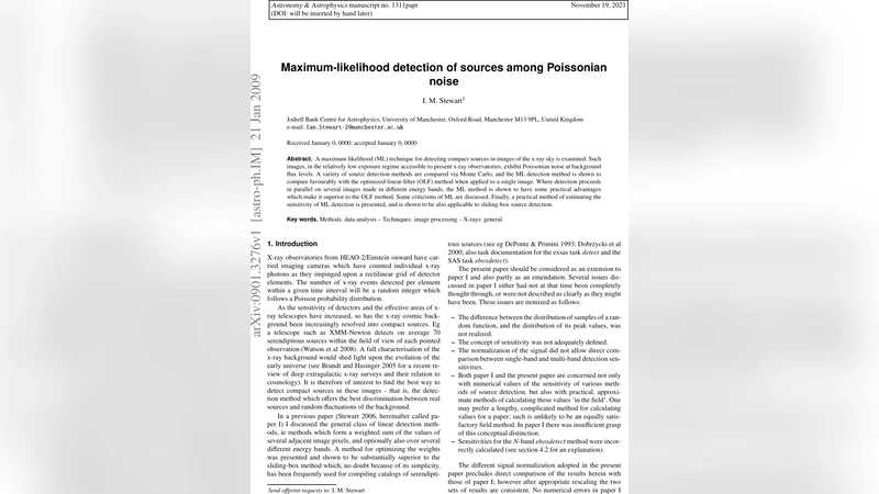 포아송 잡음 속 최대우도 소스 검출 기법