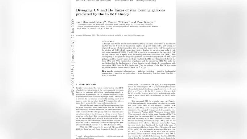 IGIMF 이론이 예측하는 은하의 UV와 Hα 빛 차이