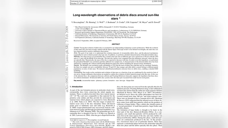 태양형 별 주변 파편 원반의 장파장 관측과 진화 탐구