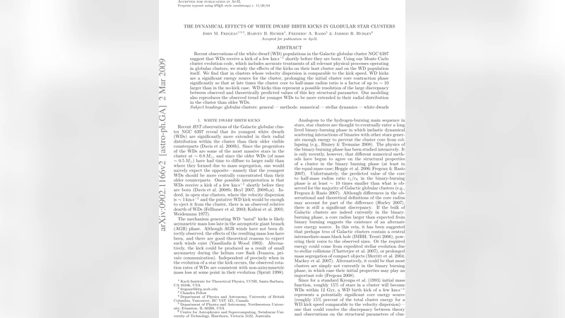 백색왜성 탄생 킥이 구상성단에 미치는 동역학적 영향