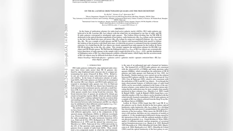 블랙홀 질량과 제트 파워가 밝힌 BL Lac과 라디오 퀘이사의 통일 모델 검증