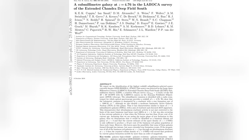 z 사점칠육 초밀리미터 은하의 발견과 의미