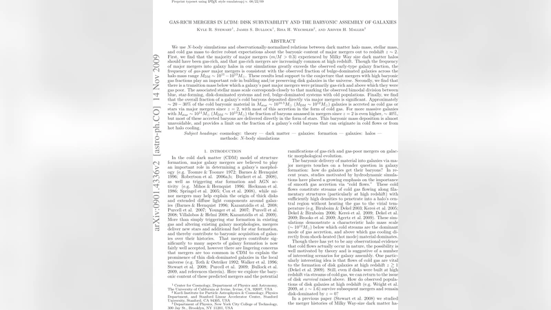 가스 풍부한 합병과 디스크 은폐 및 은하 물질 조립