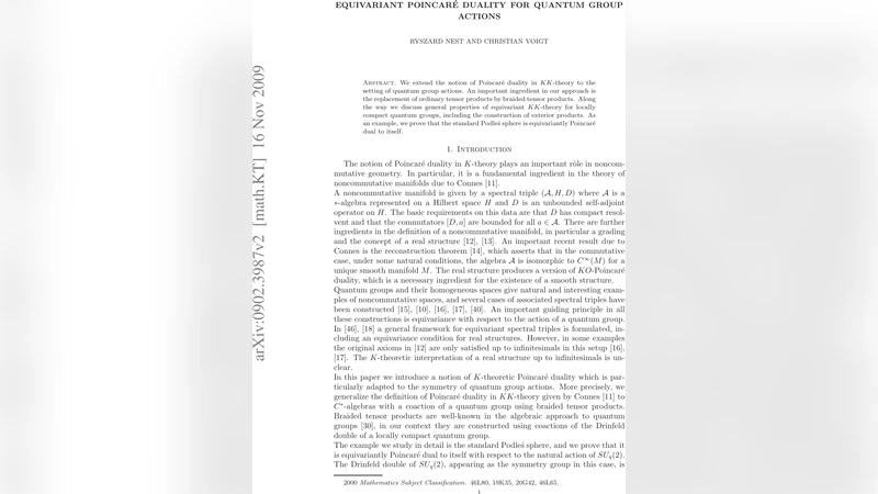 양자군 작용에 대한 동형 사상 포앙카레 이중성