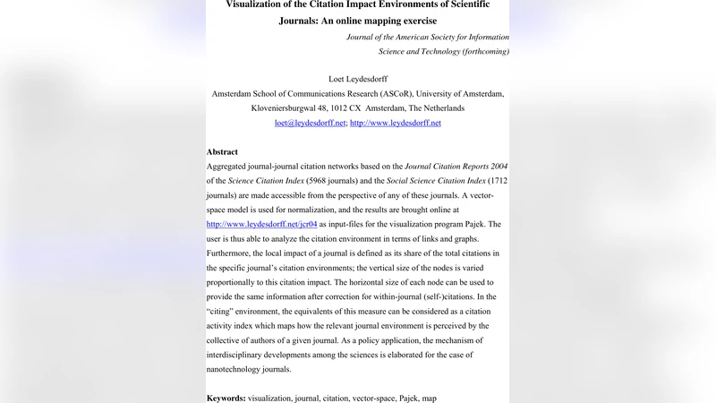 과학 저널 인용 영향 시각화 온라인 매핑