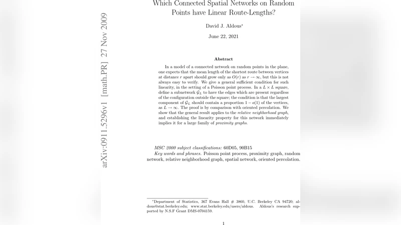 연결된 공간 네트워크의 선형 경로 길이 조건