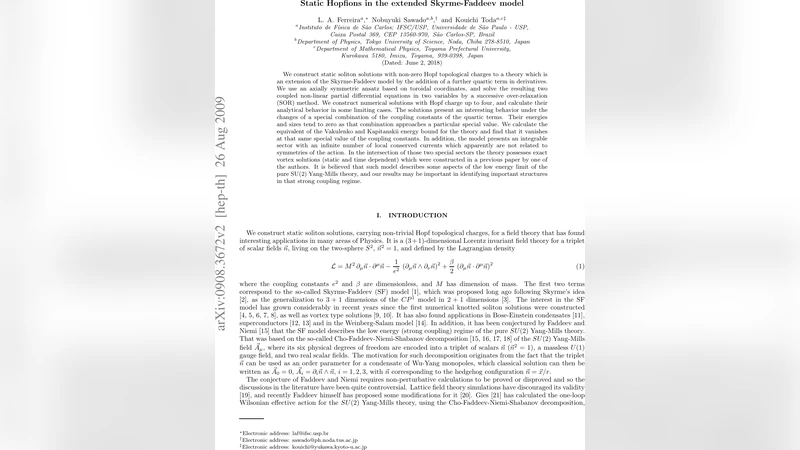 확장 스키른페데프 모델의 정적 호프 솔루션