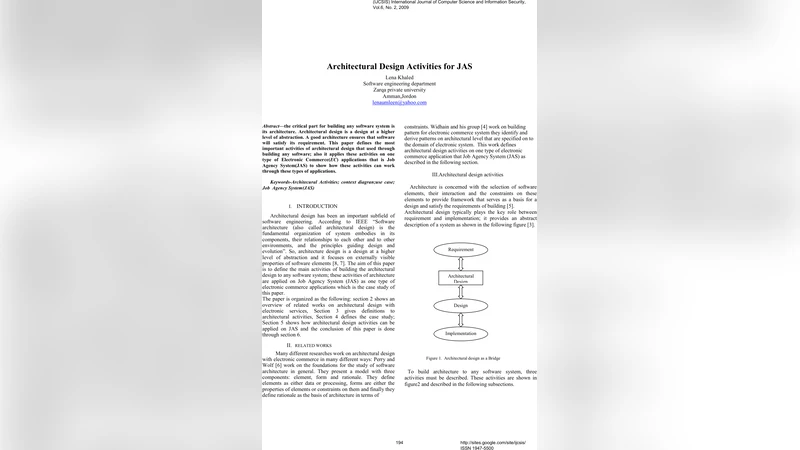 잡 에이전시 시스템을 위한 건축 설계 활동