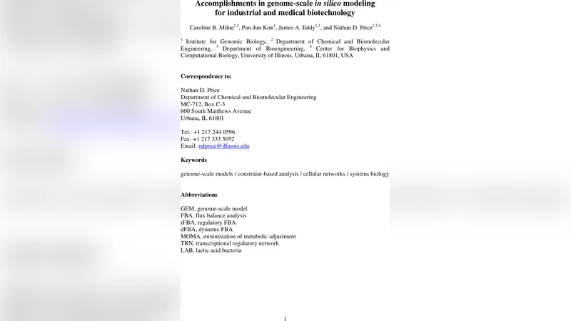 산업·의료 바이오테크를 위한 게놈 규모 인실리코 모델의 최신 성과