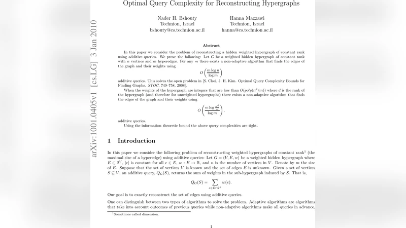 하이퍼그래프 재구성을 위한 최적 질의 복잡도
