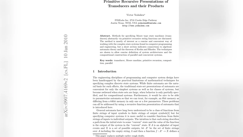원시 재귀 함수로 보는 자동기와 그 병렬 합성