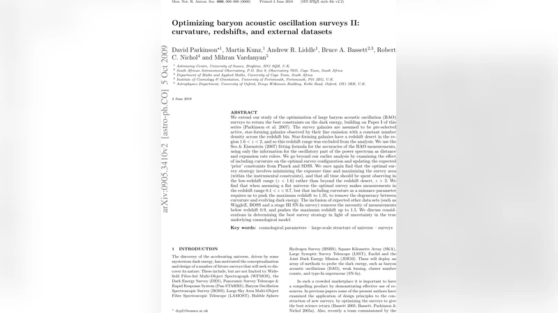 BAO 설계 최적화 곡률과 적색편이 범위 및 외부 데이터 활용