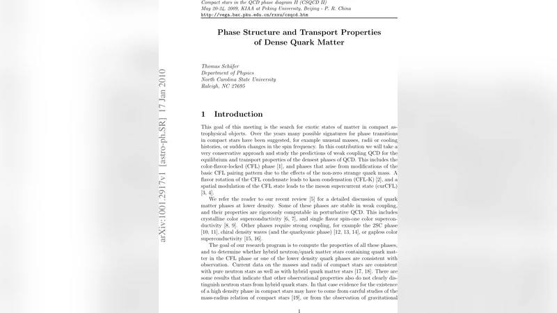 밀도 높은 쿼크 물질의 위상 구조와 수송 특성