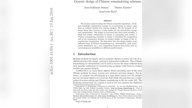 중국인 나머지 정리를 위한 범용 설계