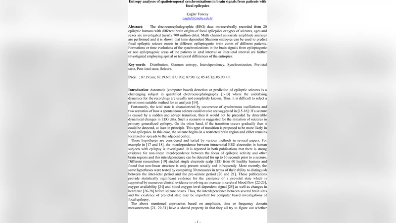 뇌 신호 동기화 엔트로피 분석을 통한 국소 간질 발작 예측