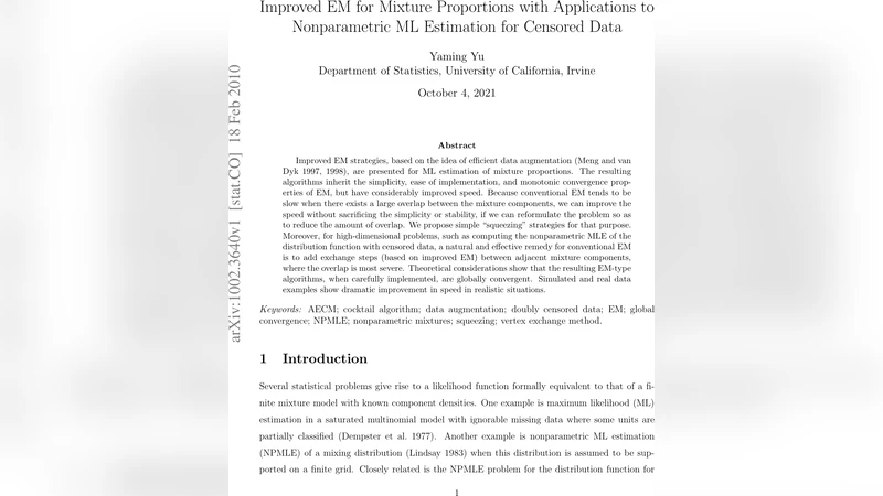 혼합 비율 추정의 가속 EM 알고리즘과 검열 데이터 비모수 MLE