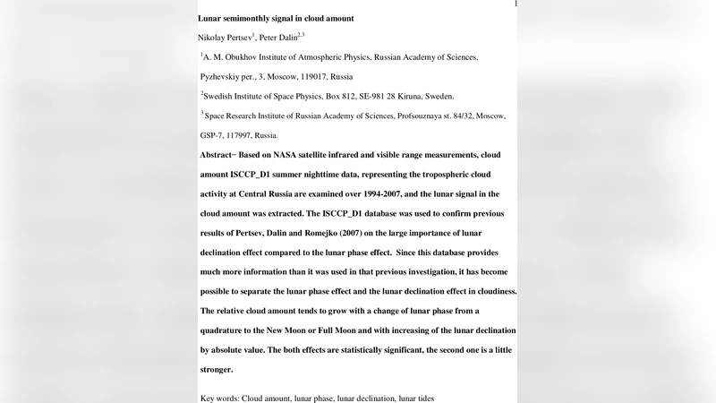 달 위상과 천구 적위가 구름 양에 미치는 반월주기 신호