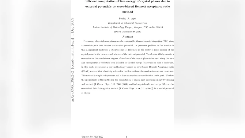 결정상 자유에너지 효율적 계산을 위한 오류편향 벤넷 수용비법