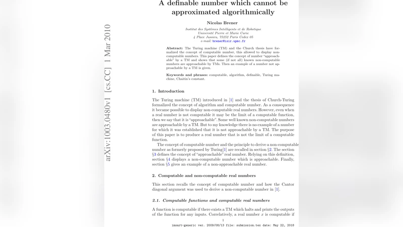 알고리즘적으로 접근할 수 없는 정의 가능한 수