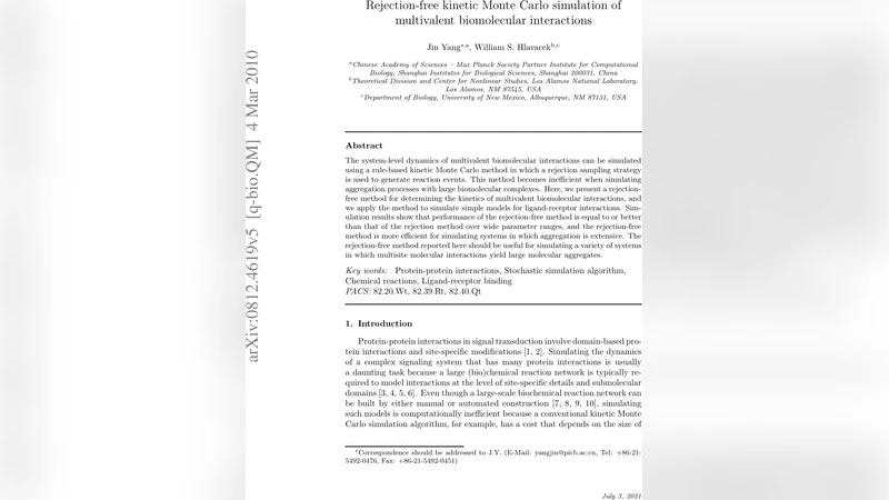 다중결합 바이오분자 상호작용을 위한 무거부 KMC 시뮬레이션