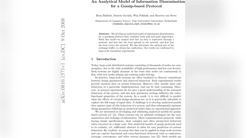 가십 기반 프로토콜의 정보 전파 분석 모델