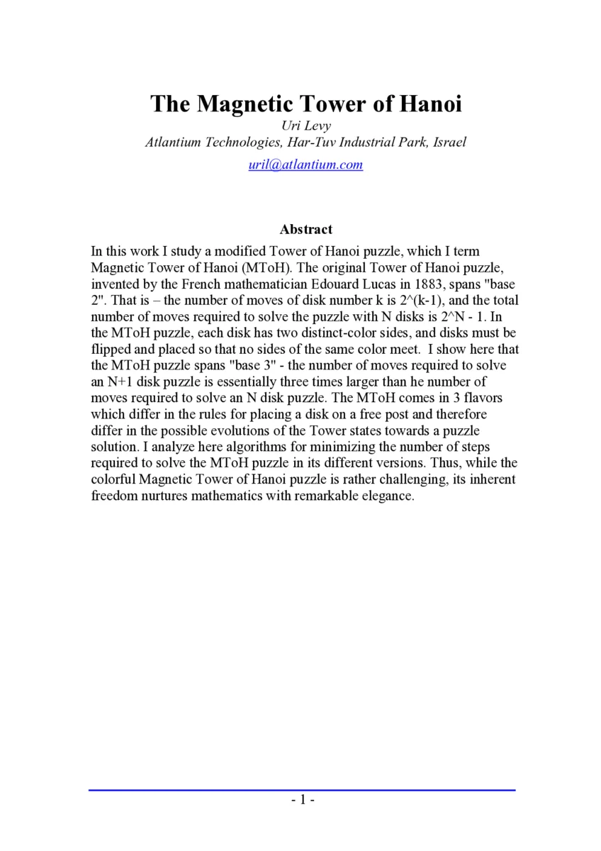 자석이 된 하노이 타워: 색깔과 뒤집기로 보는 3진법 퍼즐