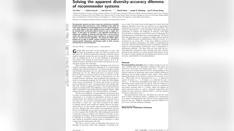 다양성과 정확성의 딜레마를 풀다 새로운 하이브리드 추천 알고리즘