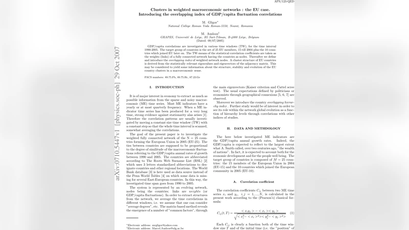 EU 국가들의 거시경제 네트워크 클러스터와 중첩 지수
