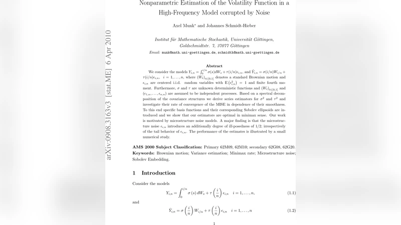 고주파 데이터의 마이크로스트럭처 잡음 속 변동성 함수 비모수 추정