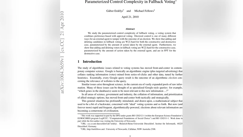 파라미터화된 제어 복잡도와 폴백 투표의 난이도 분석