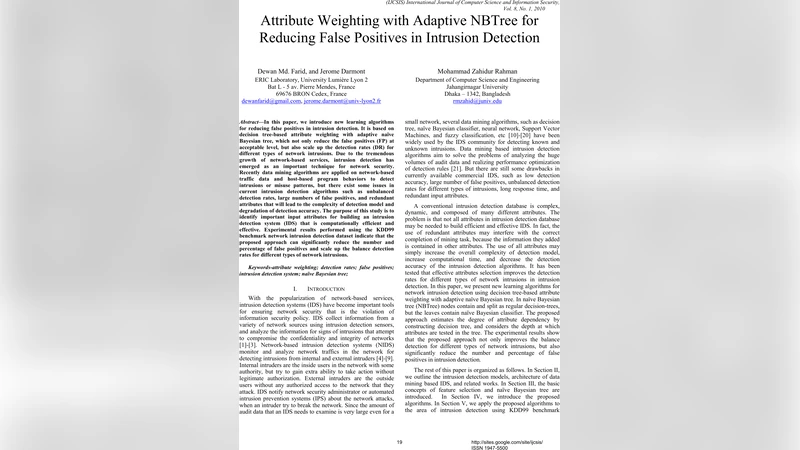 적응형 NBTree 기반 속성 가중치 기법으로 침입 탐지의 오탐 감소
