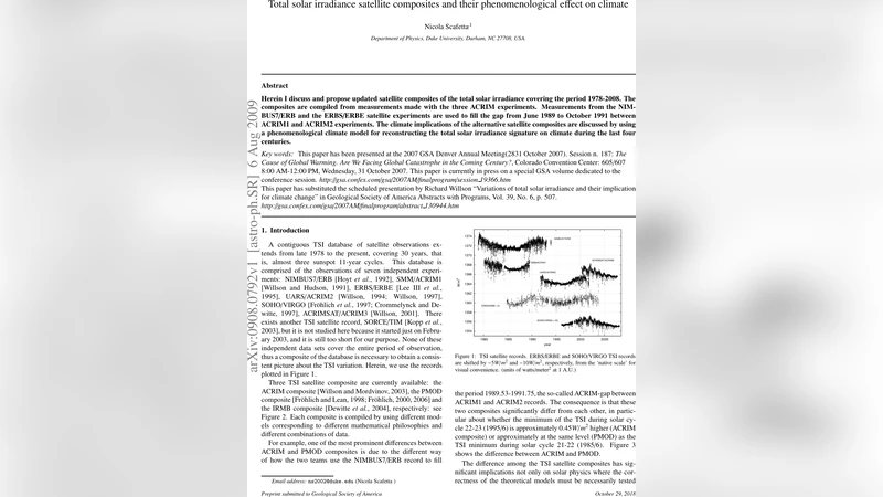 위성 관측 총태양복사량 합성 및 기후에 미치는 현상학적 영향