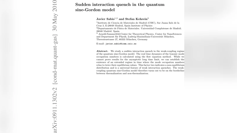 양자 사인갱 모델의 급작스러운 상호작용 퀀치 연구