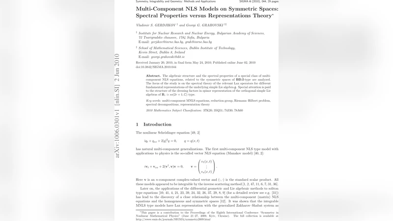 다중성분 NLS 모델의 대칭공간 스펙트럼과 표현론