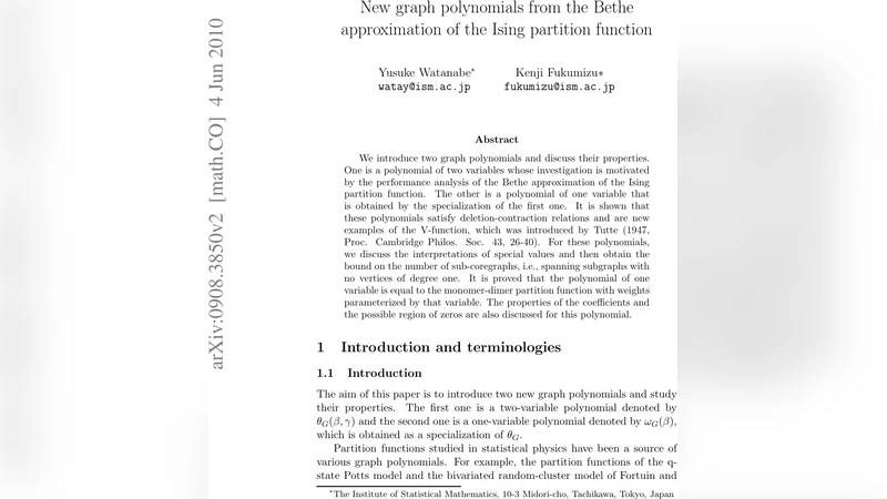 베타 근사에서 탄생한 새로운 그래프 다항식