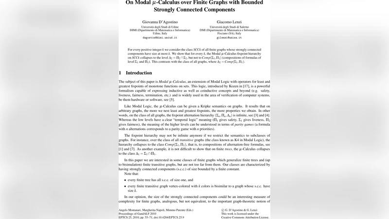 강한 연결 요소가 제한된 유한 그래프에서 모달 뮤 계산법