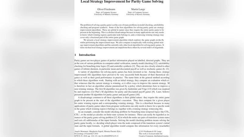 국부 전략 개선을 통한 파리티 게임 해결