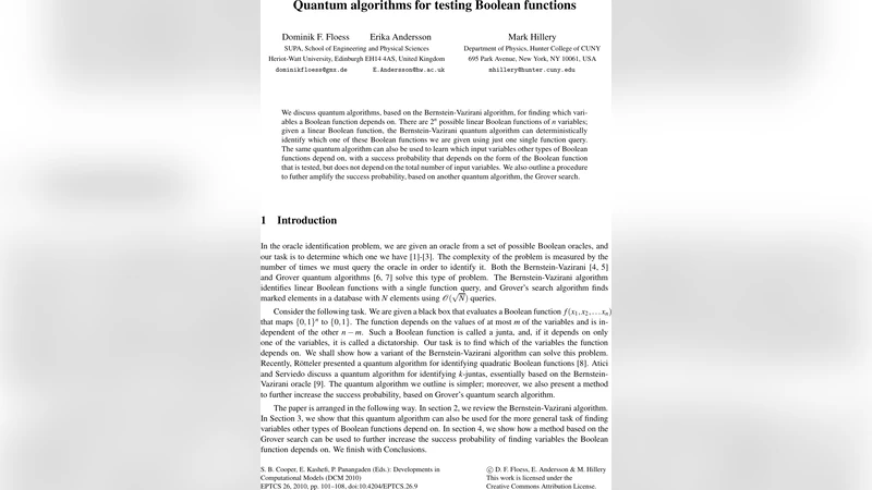 부울 함수 테스트를 위한 양자 알고리즘