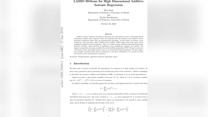 고차원 가법 등위 회귀를 위한 라쏘 이소톤