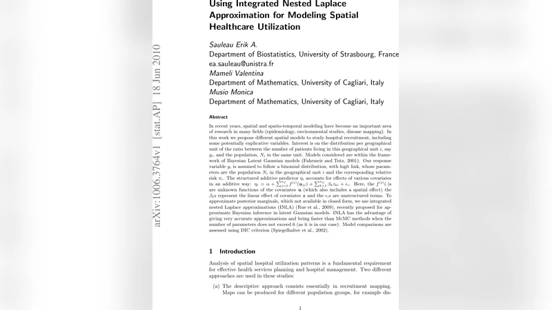 공간적 의료 이용 모델링을 위한 INLA 활용