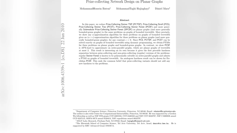 평면 그래프에서의 상금 수집 네트워크 설계 문제와 트리폭 감소 기법